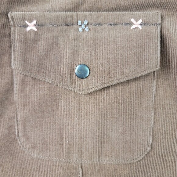 Melrose Studio Western-Style Corduroy Button-Up Brown Medium Shirt Long Sleeve - Picture 7 of 11